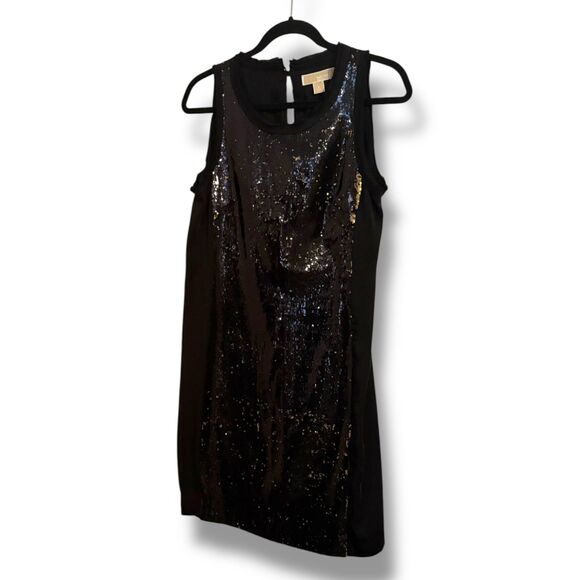 Michael Kors Black Gold Sequin Shift Dress Women’s Size 8 - Picture 6 of 7